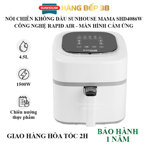 Nồi chiên không dầu Sunhouse Mama 4.5 lít SHD4086W - khổng lồ