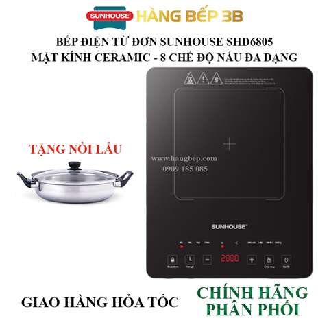 Bếp từ cảm ứng Sunhouse SHD6805 - Tặng nồi lẩu