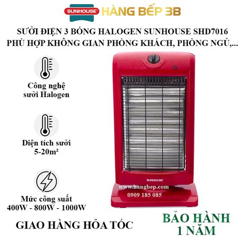 Sưởi điện Halogen Sunhouse SHD7016