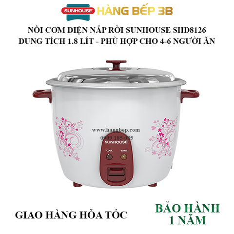 Nồi cơm điện nắp rời Sunhouse 1.8 lít SHD8126