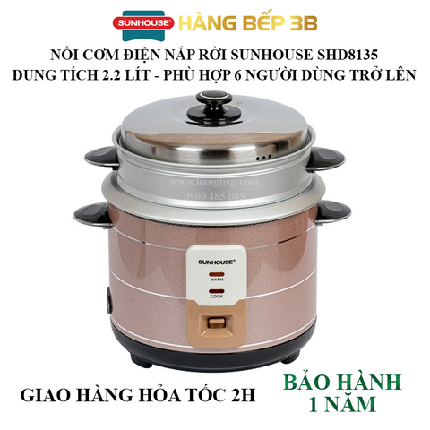 Nồi cơm điện nắp rời Sunhouse 2.2 lít SHD8135