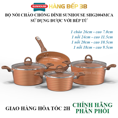 Bộ nồi chảo chống dính ceramic Sunhouse SHG2004MCA - Sử dụng bếp từ