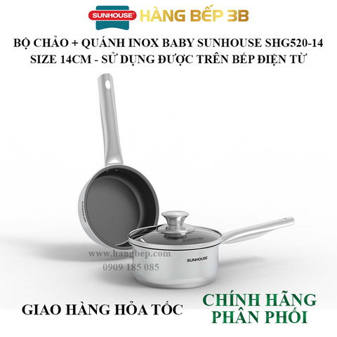 Bộ chảo quánh inox Sunhouse Baby 14cm SHG520-14