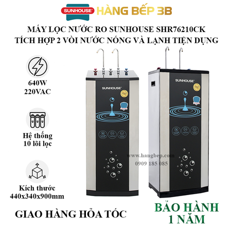 Máy lọc nước R.O nóng lạnh Sunhouse SHR76210CK 10 lõi