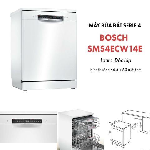 Máy rửa chén Bosch 14 bộ SMS4ECW14E - Sản xuất Đức