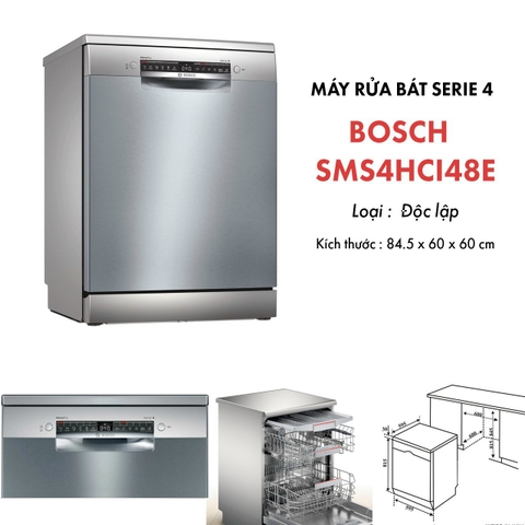 Máy rửa chén Bosch 14 bộ SMS4HCI48E- Sản xuất Đức