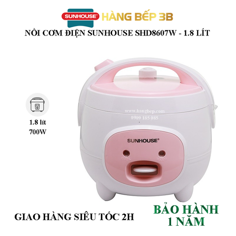 Nồi cơm điện Sunhouse 1.8 lít SHD8607W