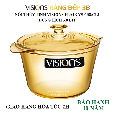 Nồi thủy tinh Visions Flair 3.8 lít VSF-38/CL1