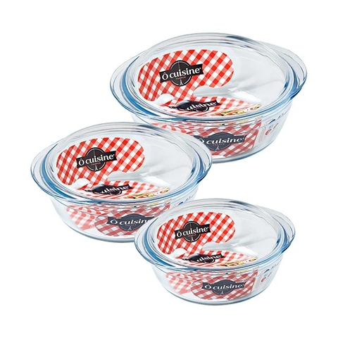 COMBO OCUISINE Bộ ba tô gốm thủy tinh tròn