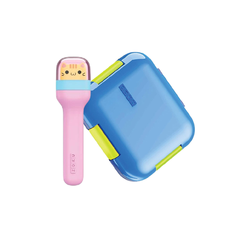 ZOKU - Combo Bộ hộp đựng cơm Bento màu xanh & Muỗng, Nĩa trẻ em