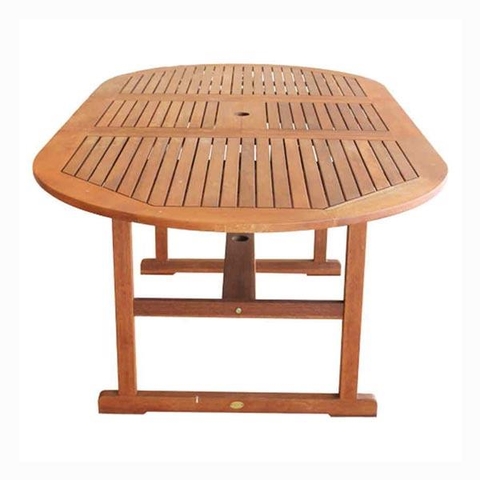 Bàn Oval kéo dãn sơn thường (gỗ keo)