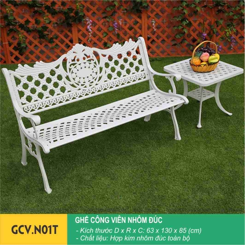 Ghế công viên nhôm đúc nghệ thuật GCV.N01T