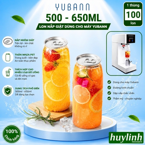Lon nắp giật - chai nước dùng cho máy Yubann YB-QLS180 - 500ml - 650ml