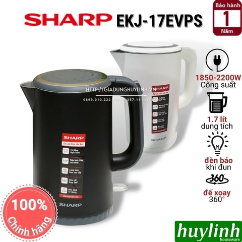 Ấm - Bình đun siêu tốc Sharp EKJ-17EVPS - 1.7 lít