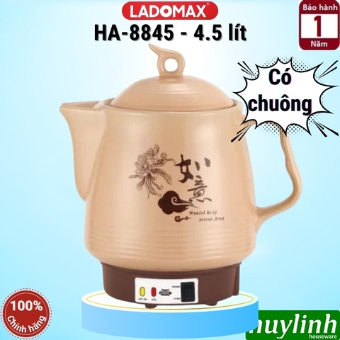 Ấm sắc thuốc điện Ladomax HA-8845 - 4.5 lít - Có chuông báo - 2 chế độ nấu