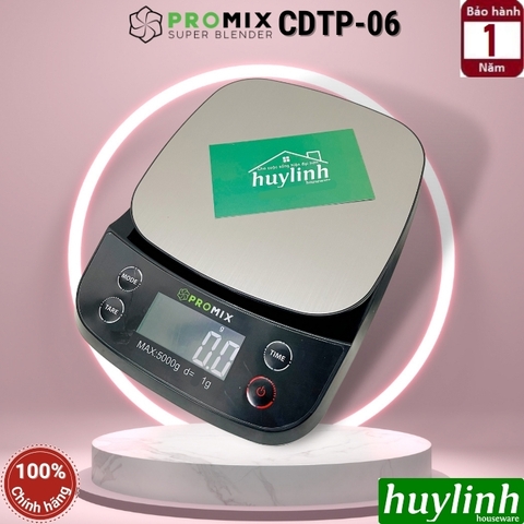 Cân điện tử nhà bếp Promix CTDP-06 - Chống nước - tối đa 5000g - 4 đơn vị cân - Đồng hồ đếm ngược