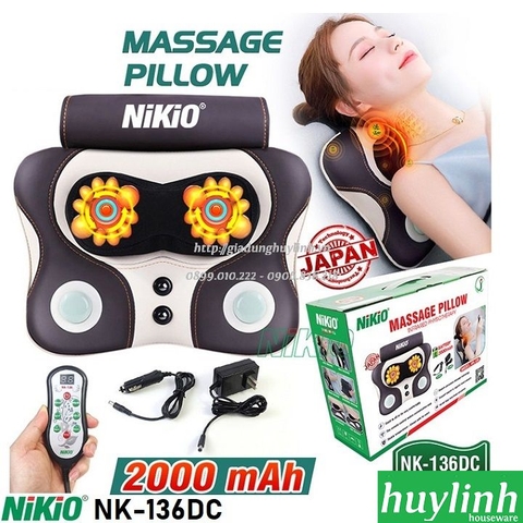 Gối massage cổ vai gáy Nikio NK-136 - Tặng nguồn ô tô