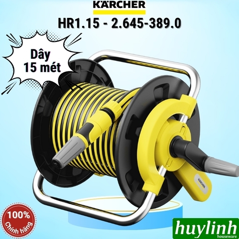 Bộ rulo guồng dây tích hợp vòi tưới cây 15 mét Karcher HR 1.15 - Ống dây 3 lớp cao cấp - Đi kèm dây cấp nước 2m