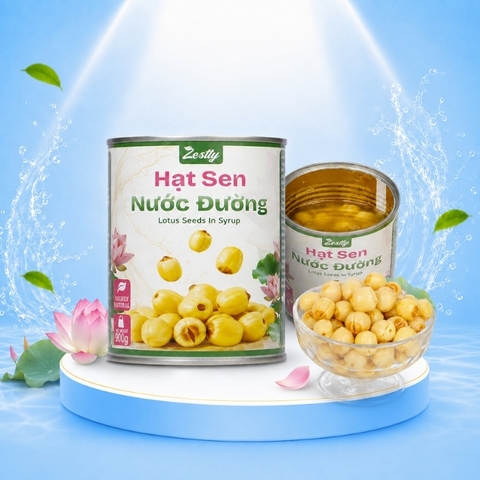 Hạt sen nước đường Zestty - hộp 900gr - nguyên liệu pha chế chính hãng