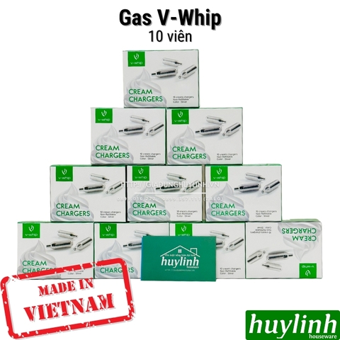 Gas làm kem V-Whip dùng cho bình xịt kem tươi hộp 10 viên