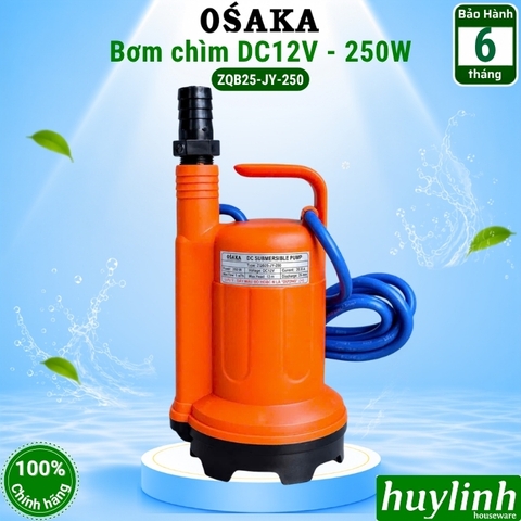 Máy bơm chìm chống ngập Osaka - DC 12V - 250W - Cánh nhựa - ZQB25-JY-250