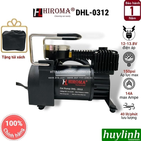 Máy bơm lốp mini ô tô Hiroma DHL-0312 - 12V