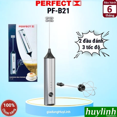 Máy đánh tạo bọt cà phê dùng pin Perfect PF-B21 - 2 đầu đánh - 3 tốc độ