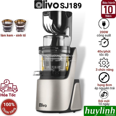 Máy ép chậm Olivo SJ189 - 400W + 3 lưới ép + Công thức ép - Bảo hành 10 năm