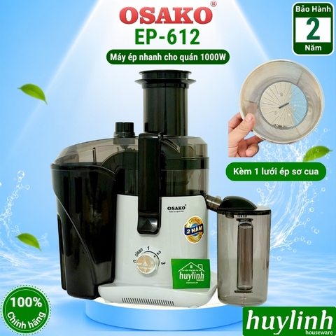 (2 lưới ép) Máy ép trái cây nhanh Osako EP-612 - công suất 1000W - cải tiến có chổi vệ sinh lưới