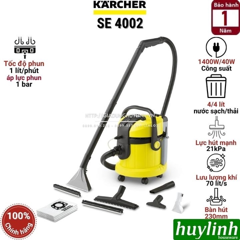 Máy giặt thảm phun hút Karcher SE 4002 - giặt ghế Sofa, giường nệm