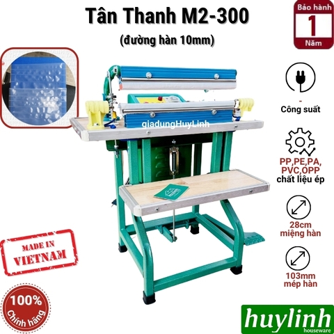 Máy hàn miệng túi đạp chân Tân Thanh M2-300mm chân lùn - dây ép 10m - bàn viền nhôm