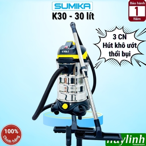 Máy hút bụi 3 chức năng Sumika K30 - 30 lít - 1800W - Hút bụi khô - ướt và thổi bụi