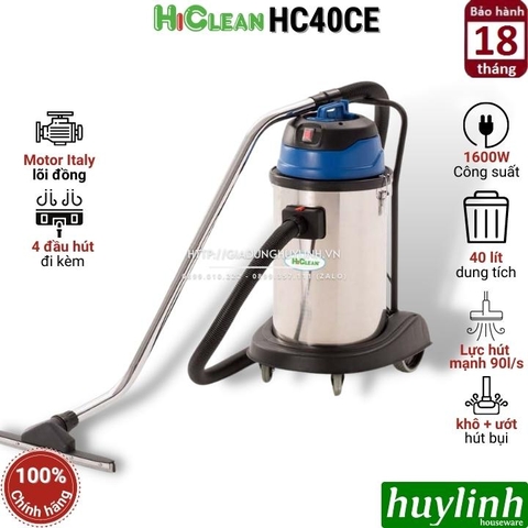 Máy hút bụi công nghiệp Hiclean HC40CE - 40 lít