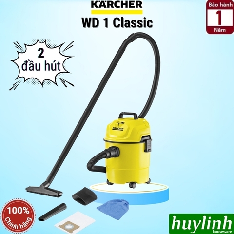 Máy hút bụi Karcher WD1 Classic - 3 chức năng hút bụi khô - ướt và thổi bụi