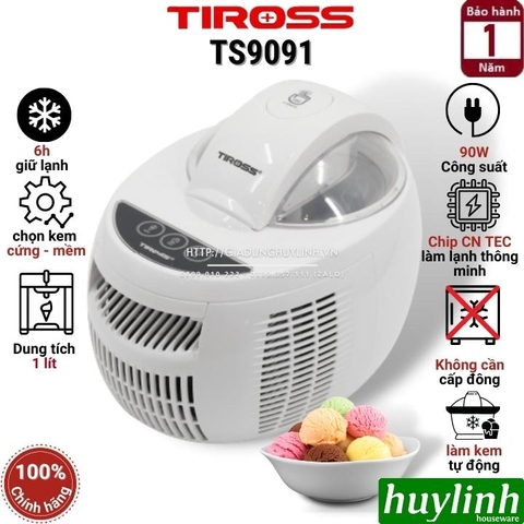 Máy làm kem gia đình trực tiếp Tiross TS9091 - Dung tích 1 lít