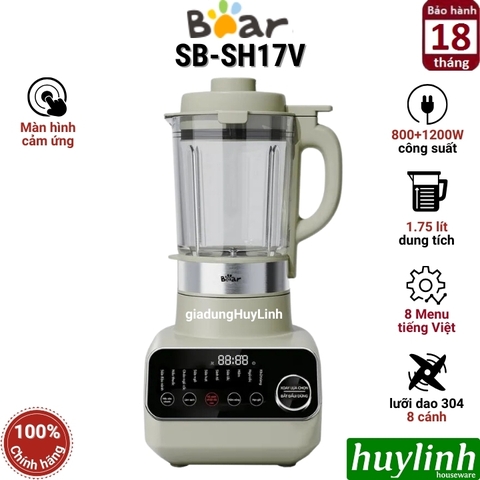 Máy làm sữa hạt đa năng Bear SB-SH17V - 1.75 lít - Tiếng Việt