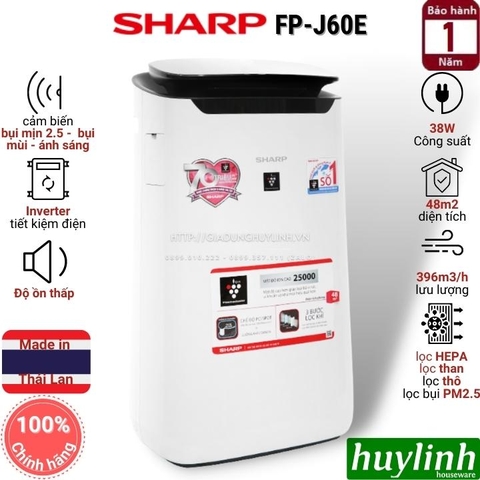 Máy lọc không khí Sharp FP-J60E-W - 48m2 - Thái Lan