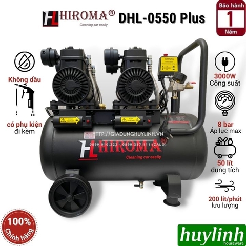 Máy nén khí không dầu Hiroma DHL-0550 Plus - 50 lít