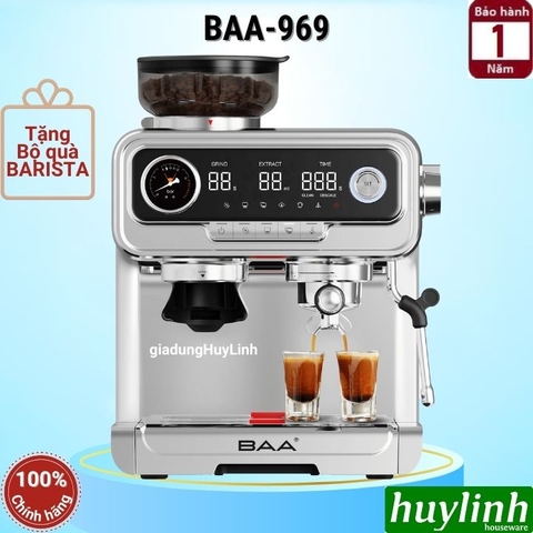 Máy pha cà phê BAA-969 - tích hợp máy xay [150 ly/ngày] - Tặng bộ phụ kiện Barista
