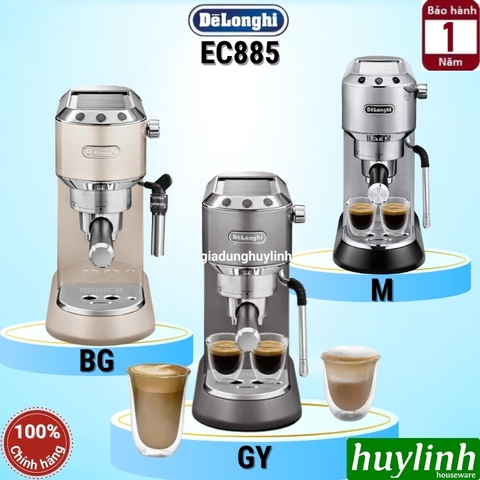 Máy pha cà phê Espresso Delonghi EC885 (GY - BG - M) - Dedica Arte - Tặng ca đánh sữa + Tamper inox
