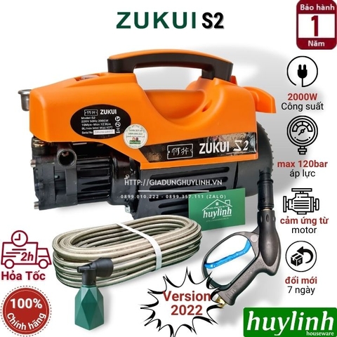 Máy rửa xe gia đình Zukui S2 - 2000W - Tặng kèm bình phun xà bông