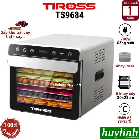 Máy sấy thực phẩm - trái cây Tiross TS9684 - 700W - 6 khay INOX