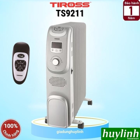 Máy sưởi dầu 11 thanh Tiross TS9211 - 2300W - Có Remote + Giá phơi