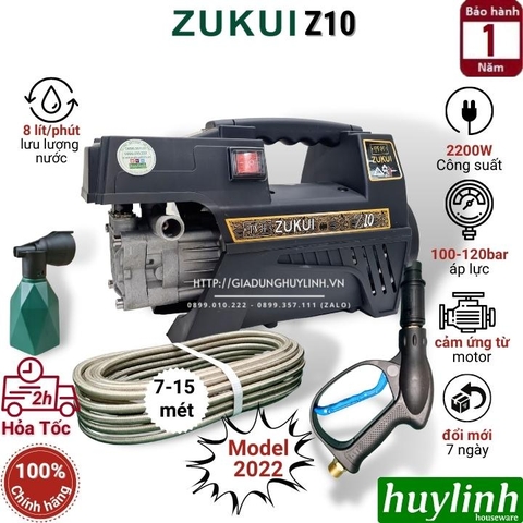 Máy xịt rửa xe cao áp Zukui Z10 - 2200W - Motor cảm ứng từ