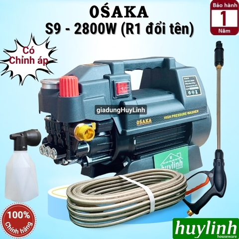 Máy rửa xe chỉnh áp Osaka S9 [R1 đổi tên] - 2800W - Dây 15 mét - Motor cảm ứng từ