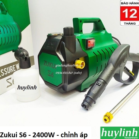 Máy rửa xe chỉnh áp Zukui S6 - 2400W - Tặng béc rửa máy lạnh, điều hòa