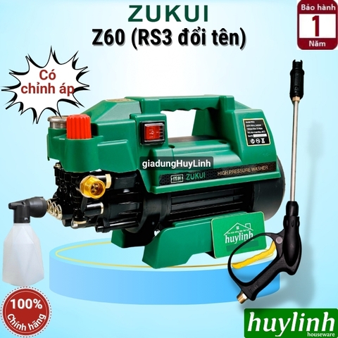 Máy rửa xe chỉnh áp Zukui Z60 (RS3 đổi tên) - 2400W - Motor từ - Tặng Thân nối súng