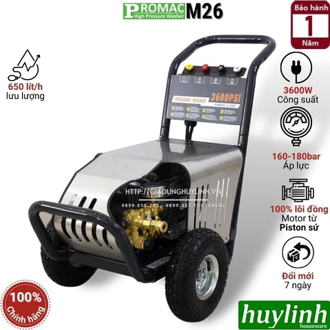 Máy xịt rửa xe chuyên nghiệp Promac M26 - 3600W