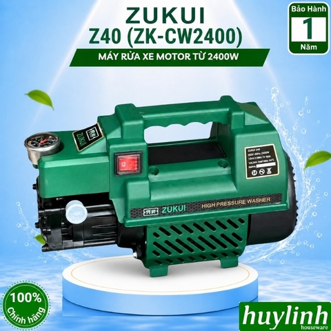 Máy xịt rửa xe Zukui ZK-CW2400 (Z40) - 2400W - Tặng bình phun xà bông - Model 2022