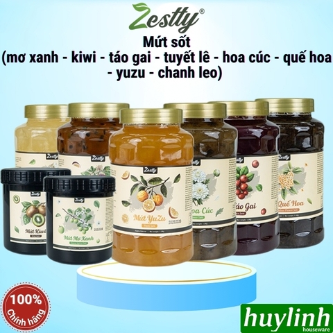 Mứt sốt Zestty 1.2kg - mơ xanh - kiwi - táo gai - tuyết lê - hoa cúc - quế hoa - yuzu - chanh leo